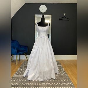 Madison James Satin A-Line Ball Gown Wedding Dress